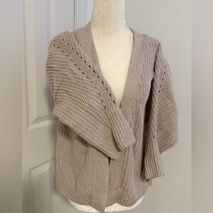 Ruby Moon Open-Front Knit Cardigan in Taupe